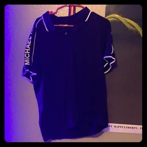 Michael Kors Collared Black And White Polo Shirt